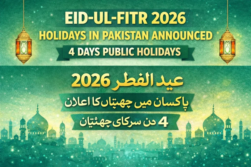 Eid-ul-Fitr 2026 Holidays in Pakistan Announced 4 Days Public Holidays