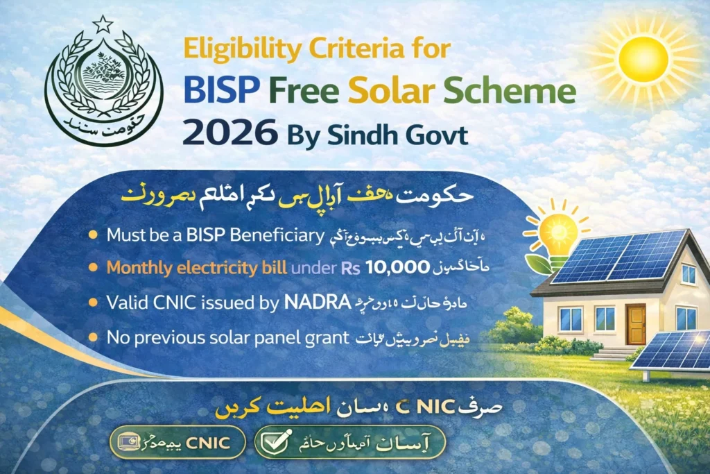 Eligibility Criteria for the SRSO BISP Free Solar Scheme 2026