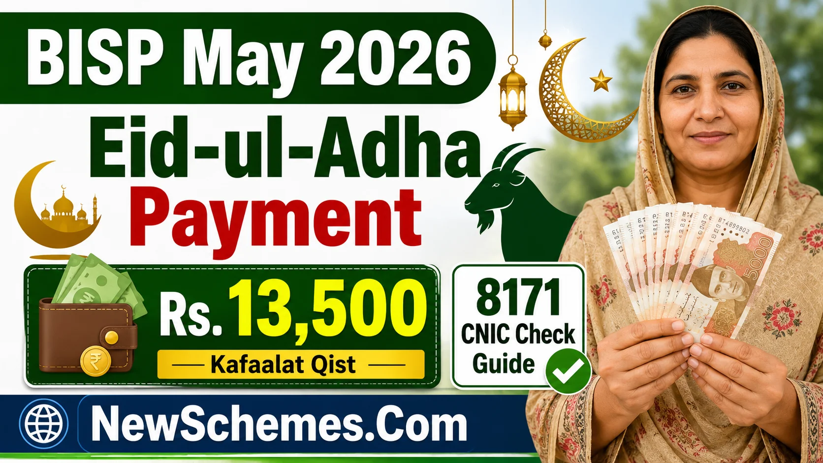 BISP May 2026 Eid-ul-Adha Payment – Rs. 13,500 Kafaalat Qist & 8171 CNIC Check Guide