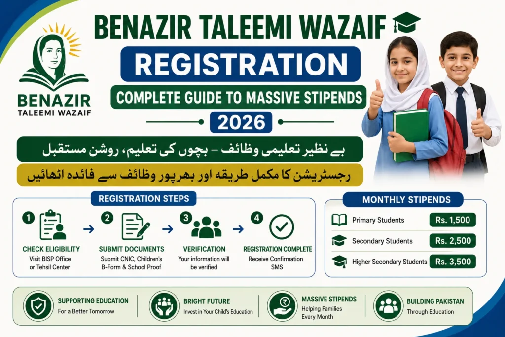 Benazir Taleemi Wazaif Registration Complete Guide to Massive Stipends